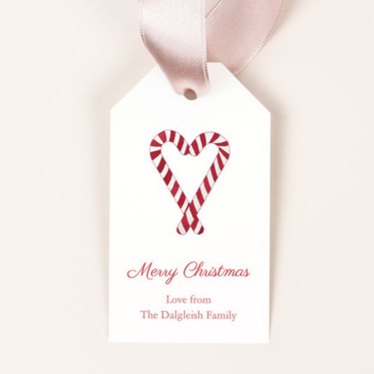 Kandijrietpepermunt Heart Red en White Feestdagen Cadeaulabel