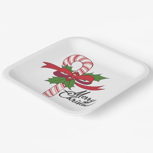 Kandijsuikerriet voor kerst papieren bordje (Gebogen)