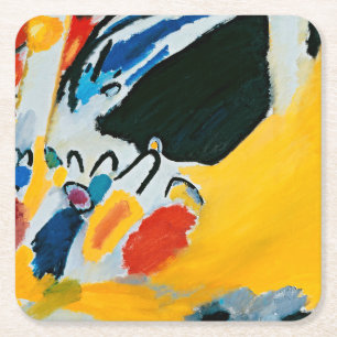 Kandinski Impressie III Concert Abstract Schilderi Vierkante Kartonnen Onderzetter