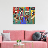 Kandinsky - 4 cijfers op 3 vierkantjes, canvas afdruk (Insitu (Woonkamer))