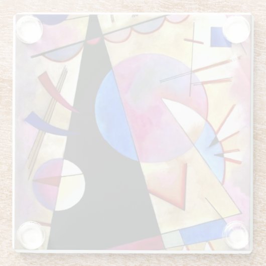 Kandinsky - Abstract Cubisme met Pinks en Blues Glazen Onderzetter (Achterkant)