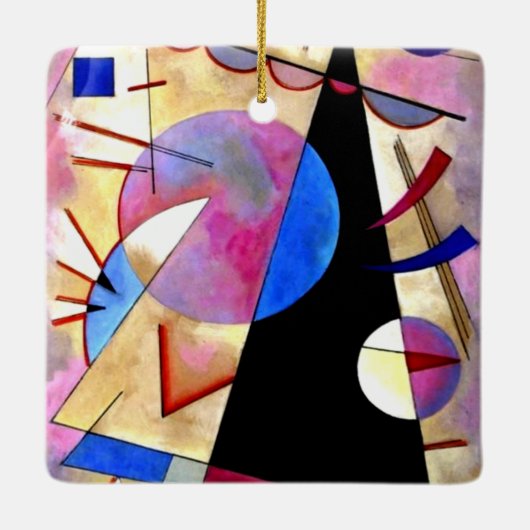 Kandinsky - Abstract Cubisme met Pinks en Blues Keramisch Ornament (Achterkant)