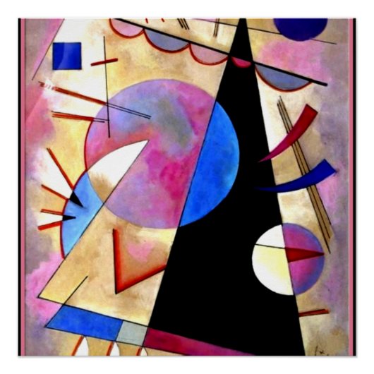 Kandinsky - Abstract Cubisme met Pinks en Blues Perfect Poster (Voorkant)