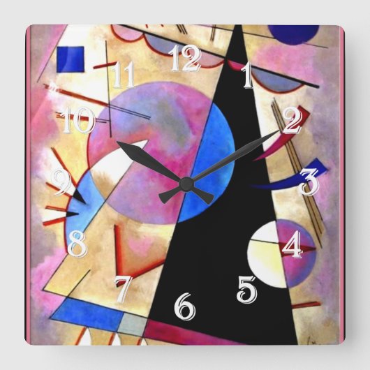 Kandinsky - Abstract Cubisme met Pinks en Blues Vierkante Klok (Voorkant)