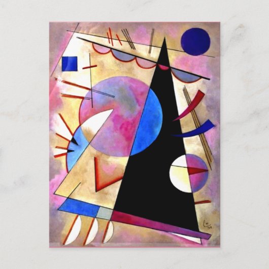 Kandinsky - Abstract Kubisme met Roze en Blauw Briefkaart (Voorkant)