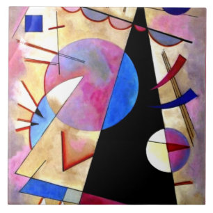 Kandinsky - Abstract Kubisme Roze en Blauw Tegeltje