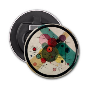 Kandinsky Abstracte cirkels in een cirkel Button Flesopener