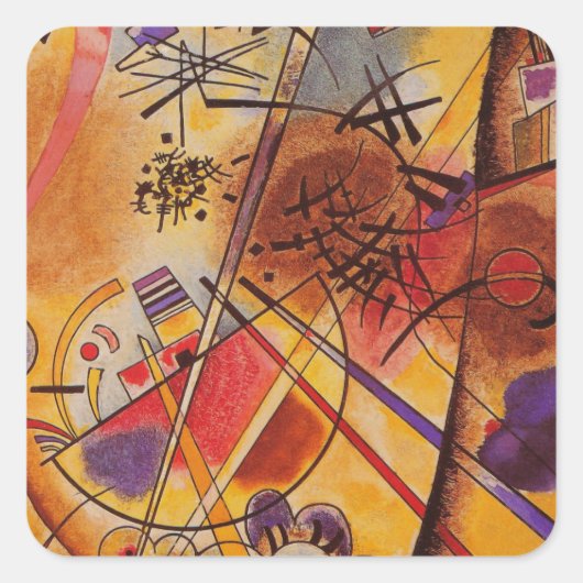 Kandinsky Brown Yellow Red Blue Vierkante Sticker (Voorkant)
