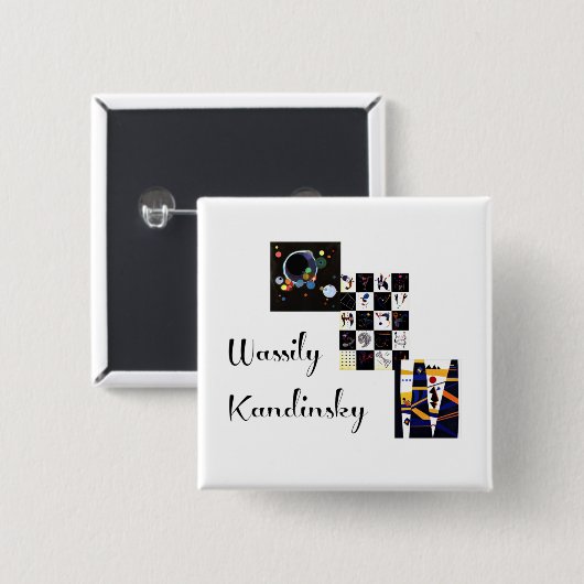 Kandinsky - Collage van zijn kunstwerk Vierkante Button 5,1 Cm (Voorkant /achterkant)