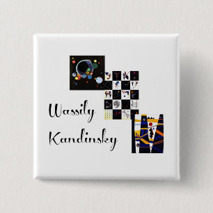 Kandinsky - Collage van zijn kunstwerk Vierkante Button 5,1 Cm
