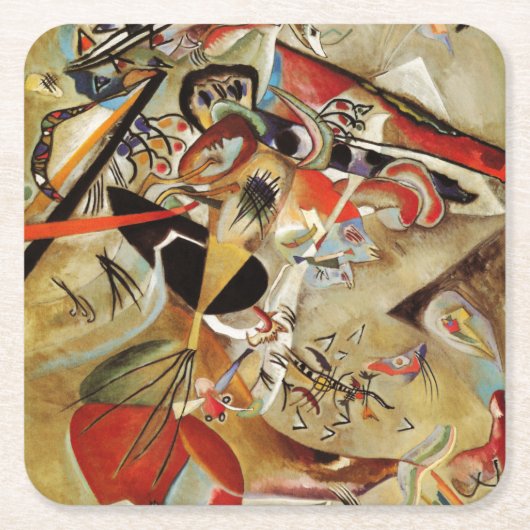 Kandinsky Composition Abstract schilderen Vierkante Kartonnen Onderzetter (Voorkant)