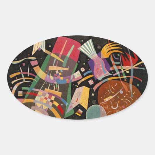 Kandinsky Composition X Abstract Kunstwerk Ovale Sticker (Voorkant)