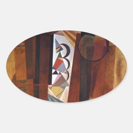 Kandinsky Development in Brown Abstract Painting Ovale Sticker (Voorkant)