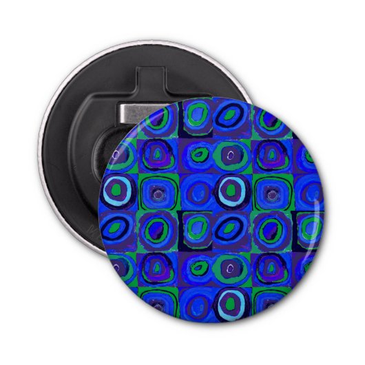 Kandinsky Farbstudie Blue Quadrate Square Circle Button Flesopener (Voorkant)