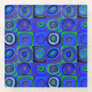 Kandinsky Farbstudie Blue Quadrate Square Circle Glazen Onderzetter