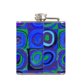 Kandinsky Farbstudie Blue Quadrate Square Circle Heupfles (Achterkant)