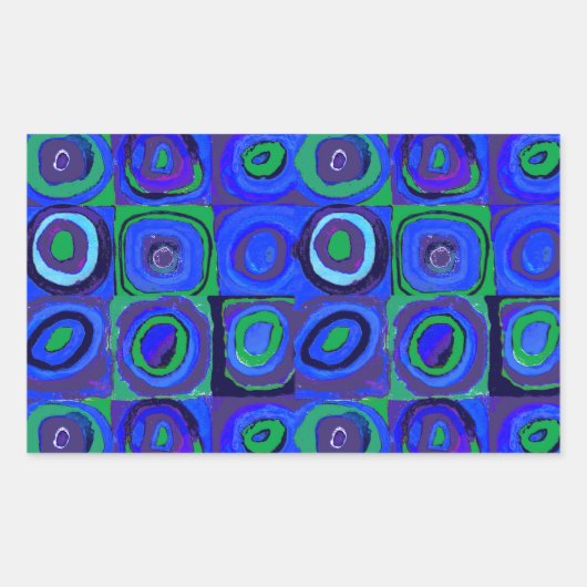Kandinsky Farbstudie Blue Quadrate Square Circle Rechthoekige Sticker (Voorkant)
