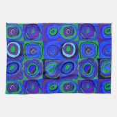 Kandinsky Farbstudie Blue Quadrate Square Circle Theedoek (Horizontaal)