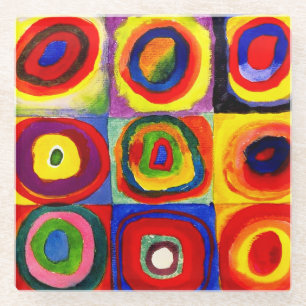 Kandinsky Farbstudie Quadrate Vierkantjes Cirkels  Glazen Onderzetter