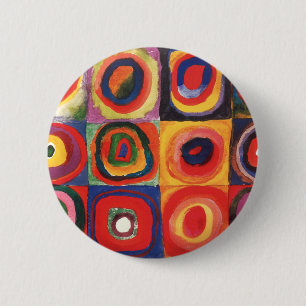 Kandinsky Farbstudie Quadrate Vierkantjes Cirkels  Ronde Button 5,7 Cm