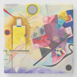 Kandinsky geel-rood-blauw stenen onderzetter
