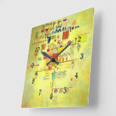 Kandinsky - Gentle Ascent, abstracte kunst Vierkante Klok (Hoek)