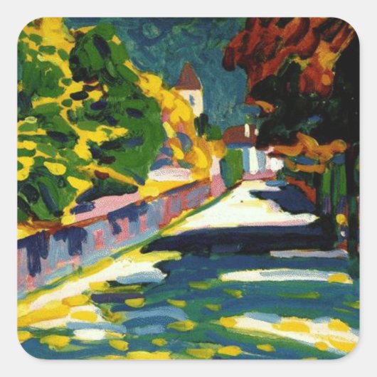 Kandinsky - herfst in Beieren Vierkante Sticker (Voorkant)