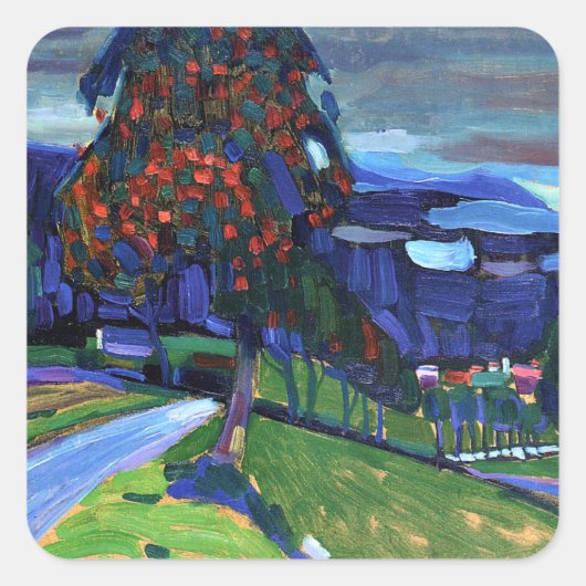 Kandinsky - herfst in Murnau Vierkante Sticker (Voorkant)