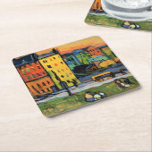 Kandinsky - Houses in München, Vierkante Kartonnen Onderzetter (Schuin)