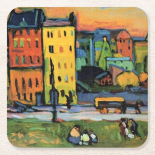 Kandinsky - Houses in München, Vierkante Kartonnen Onderzetter