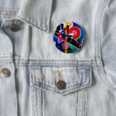 Kandinsky in Blue Abstract Painting Ronde Button 5,7 Cm (In situ)