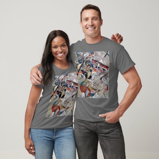 Kandinsky in grijs Abstract kunstwerk donkergrijs T-shirt (Unisex)