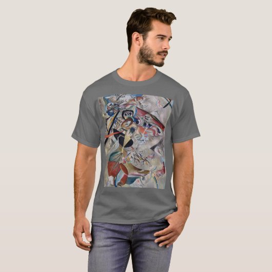 Kandinsky in grijs Abstract kunstwerk donkergrijs T-shirt (Voorkant volledig)