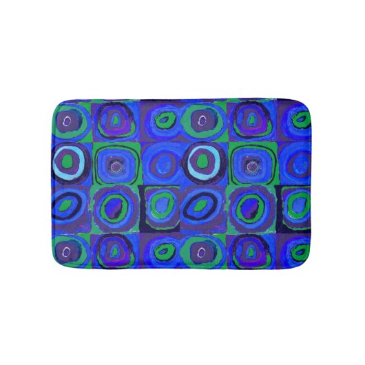 Kandinsky Kleuronderzoek Blauwe Vierkanten Vierkan Badmat (Voorkant)
