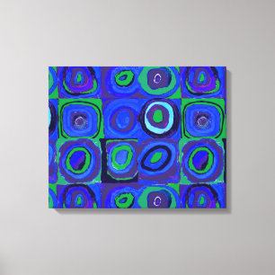 Kandinsky Kleuronderzoek Blauwe Vierkanten Vierkan Canvas Afdruk