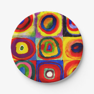 Kandinsky Kleuronderzoek Vierkanten Cirkel Kunst  Papieren Bordje