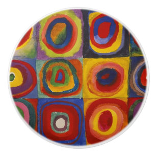 Kandinsky Kleuronderzoek Vierkanten Kleurrijke Vie Keramische Knop