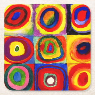 Kandinsky Kleuronderzoek Vierkanten Vierkanten Cir Vierkante Kartonnen Onderzetter