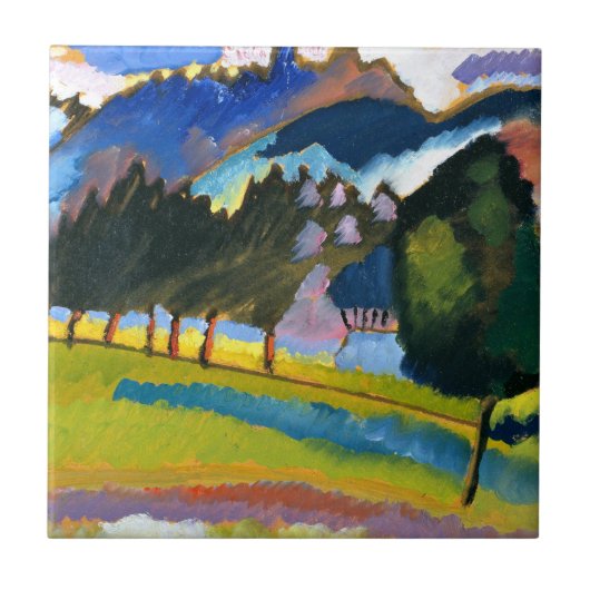 Kandinsky - Landschap met glooiende heuvels Tegeltje (Voorkant)
