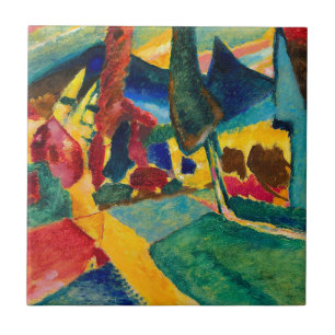 Kandinsky landschap met twee populieren tegeltje