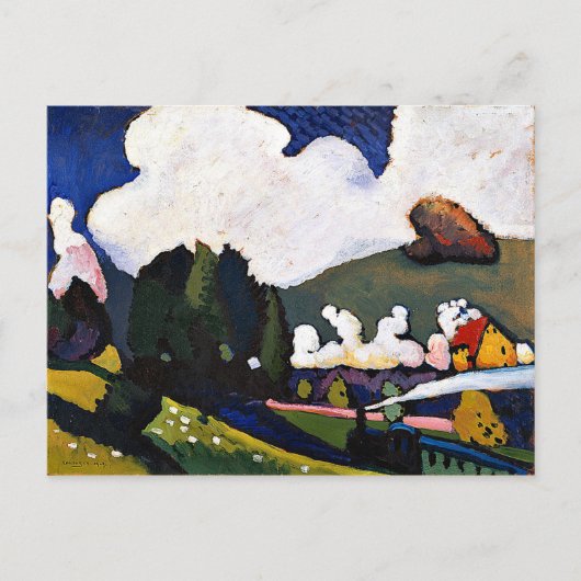Kandinsky - Landschap nabij Murnau met locomotief Briefkaart (Voorkant)