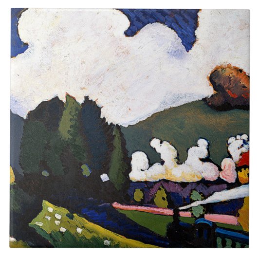 Kandinsky - Landschap nabij Murnau met locomotief Tegeltje (Voorkant)