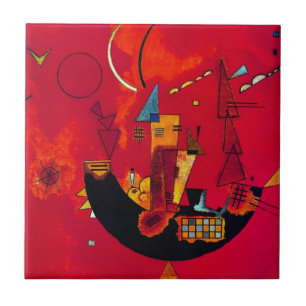 Kandinsky Mit und Gegen Red Abstract schilderen Tegeltje