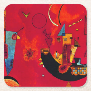 Kandinsky Mit und Gegen Red Abstract schilderen Vierkante Kartonnen Onderzetter