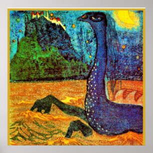 Kandinsky - Moonlit Night, beroemde kunst Poster