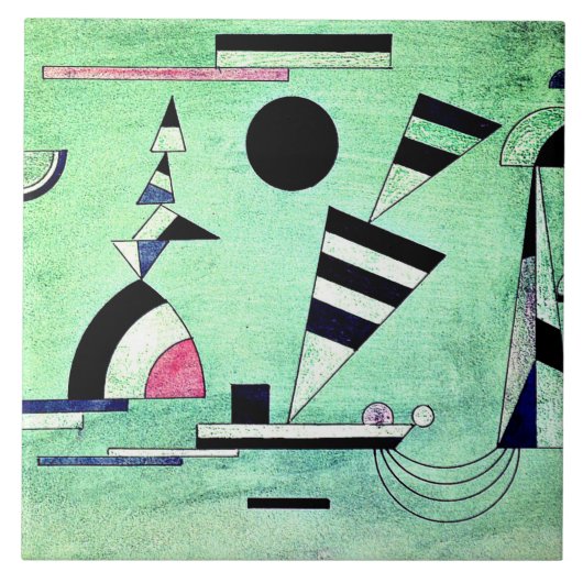 Kandinsky - Ondergedompeld in groen, populair kuns Tegeltje (Voorkant)