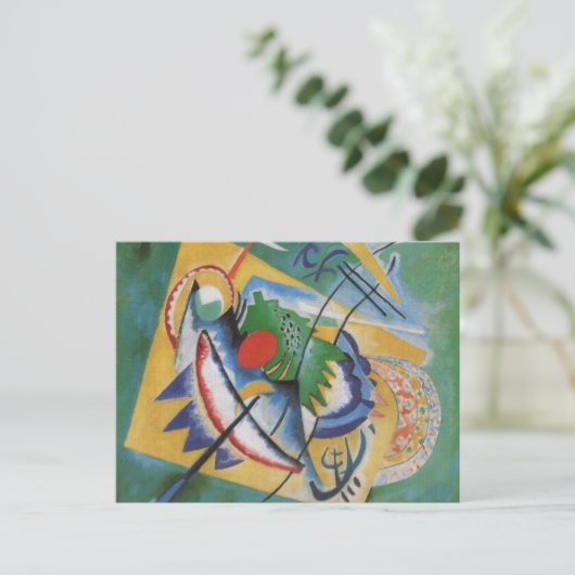 Kandinsky Red Oval Abstract Artwork Green Yellow Briefkaart (Staand voorkant)