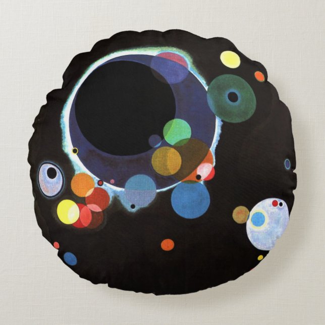 Kandinsky - Several Circles, famous abstract art Rond Kussen (Voorkant)