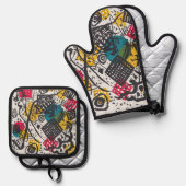 Kandinsky Small Worlds V Abstract Classic Ovenwant & Pannenlap Set (Voorkant / Achterkant)