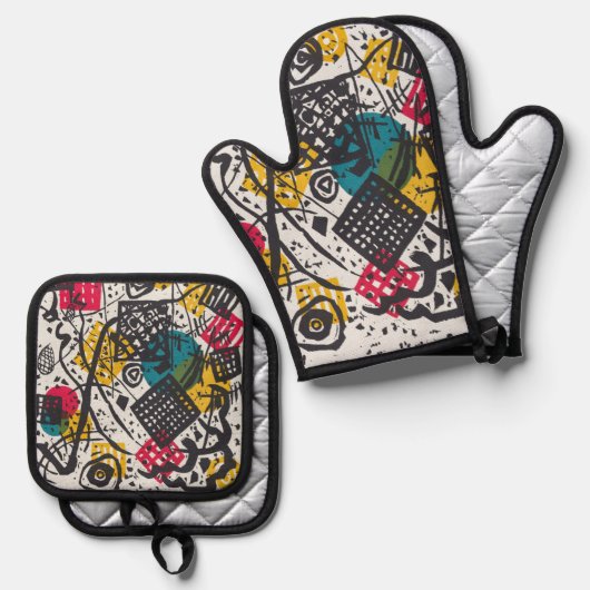 Kandinsky Small Worlds V Abstract Classic Ovenwant & Pannenlap Set (Voorkant / Achterkant)